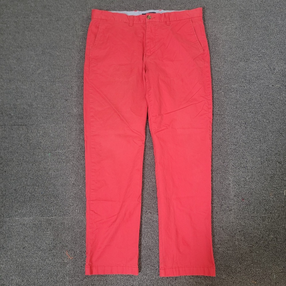 Tommy Hilfiger Size 36 32 Chinos Mens Coral Red Straight Leg Pants 78C8597